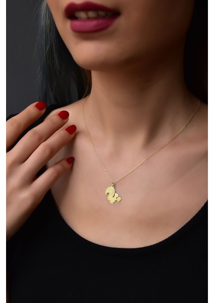 925 Ayar Gümüş Gold Kaplama Kesim Fındık Kurdu Sincap Kolye modelleri