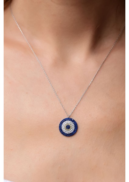 925 Ayar Gümüş Rodyum Kaplama Nazar Kolye fırsatları