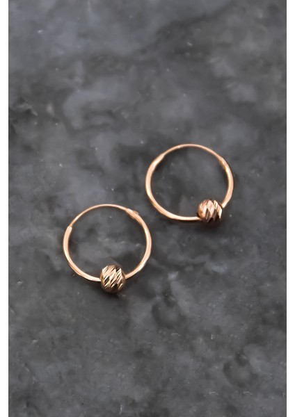 925 Ayar Gümüş Rose Kaplama Tek Dorika Toplu Halka Küpe