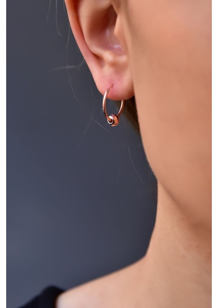 925 Ayar Gümüş Rose Kaplama Tek Dorika Toplu Halka Küpe fiyatları