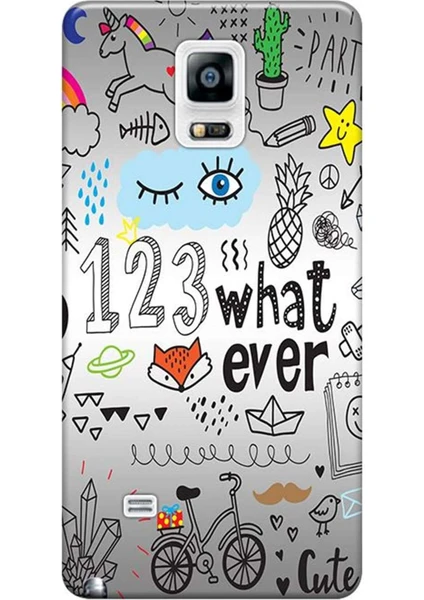 Samsung Galaxy Note 4 Kılıf Desen Baskılı Silikon Kapak 123WHAT Ever STK:334