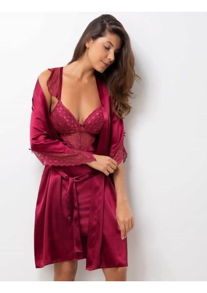 Midi Dantel Sabahlık Gecelik Set 4240 fırsatları