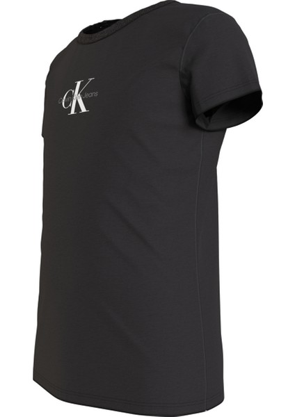 Ig0Ig01470-Micro Monogram Top Bisiklet Yaka Normal Kalıp Düz Siyah Kız Çocuk T-Shirt modelleri