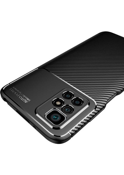 Xiaomi Redmi Note 11 4g Kılıf Negro Karbon Kamera Korumalı Silikon+Nano Glass Lacivert