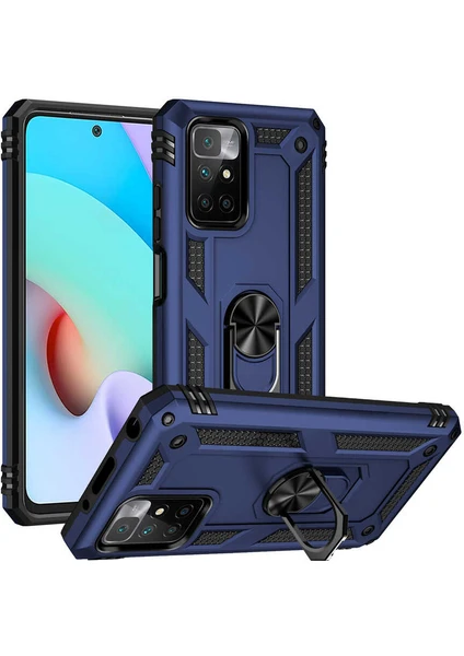 Case Street Casestreet Xiaomi Redmi Note 11 4g Kılıf Vega Tank Standlı Yüzüklü Mıknatıslı Lacivert