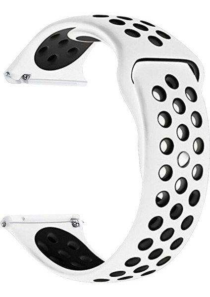 Casestreet Xiaomi Mi Watch Color 2 Kordon Delikli Çift Renk Silikon Beyaz