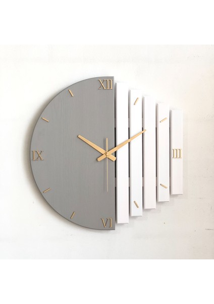 El Yapımı Masif Ahşap Duvar Saati 50X50CM Vizon Gri ve Beyaz modelleri