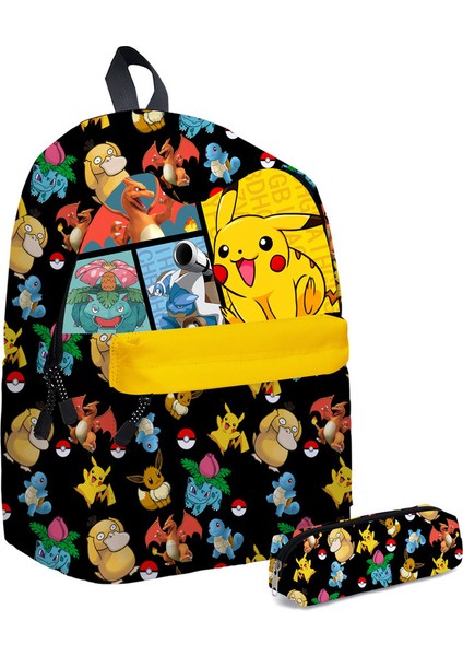 Pokemon Desenli Okul Çantası ve Kalem Kutusu Çok Renkli (Yurt Dışından)