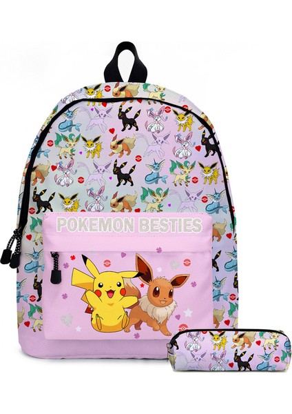 Pokemon Desenli Okul Çantası ve Kalem Kutusu Çok Renkli (Yurt Dışından)