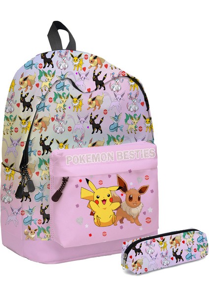 Pokemon Desenli Okul Çantası ve Kalem Kutusu Çok Renkli (Yurt Dışından)