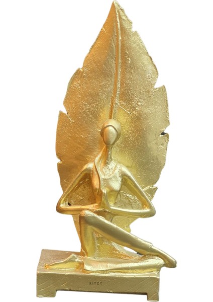 Ev Dekorasyon Modern Dekoratif Yogacı Kız Tasarımlı Büyük Biblo Gold Aksesuar - Modern Salon