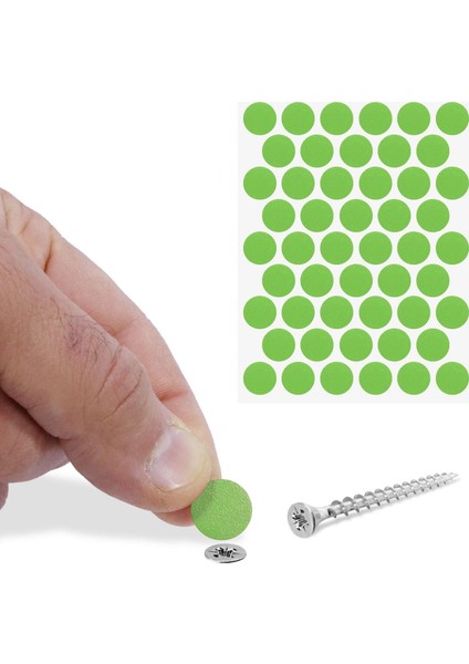 Yapışkanlı Vida Tapası Vida Kapatıcı Kapağı (100 Adet) Yeşil