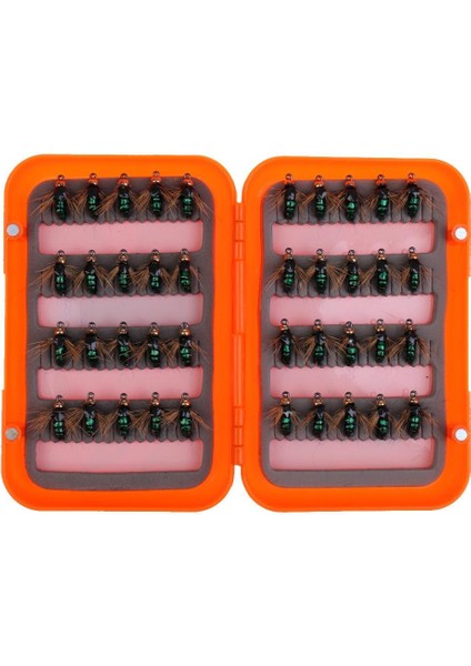 40 Adet Kuru Sinekler Çeşitli Kanca Balıkçılık Alabalık Sinekler Lures Yem Kutusu Yeşil (Yurt Dışından)