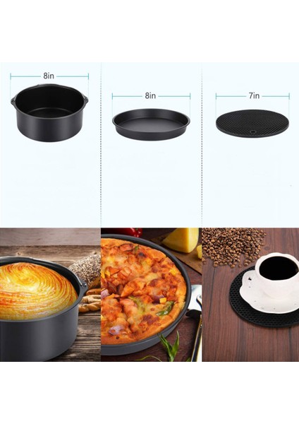 Yuandong 8 inç 12 Adet Yui / Xiaomi / Philips / Kumtel Uyumlu Air Fryer Silikon Fırın Tavası - Siyah (Yurt Dışından)
