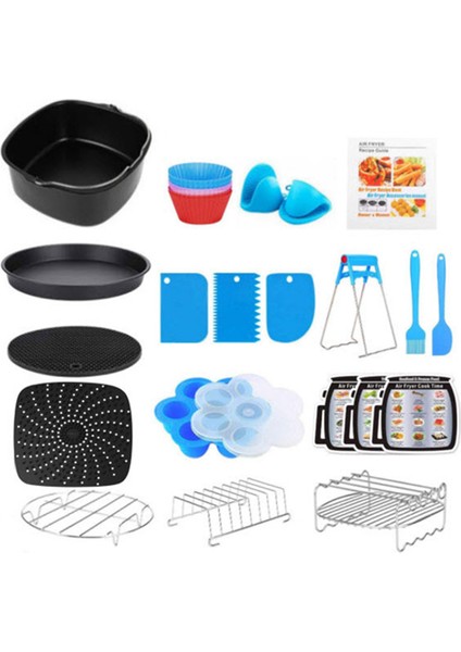 8 inç 16 Adet Yui / Xiaomi / Philips / Kumtel Uyumlu Air Fryer Silikon Fırın Tavası - Siyah (Yurt Dışından)