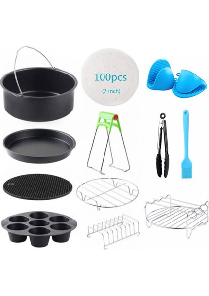7 inç Yui / Xiaomi / Philips / Kumtel Uyumlu Air Fryer Silikon Fırın Tavası - Siyah (Yurt Dışından)