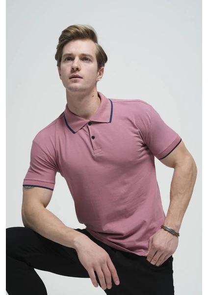 Colton Yakası Biyeli Likralı Slim Fit Erkek Polo Yaka Tshirt