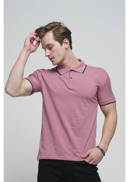 Colton Yakası Biyeli Likralı Slim Fit Erkek Polo Yaka Tshirt