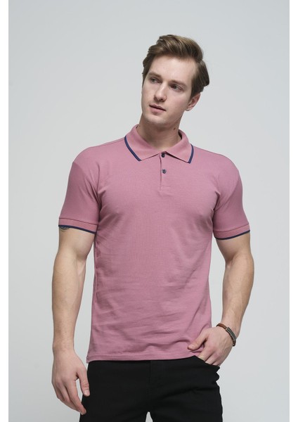 Colton Yakası Biyeli Likralı Slim Fit Erkek Polo Yaka Tshirt