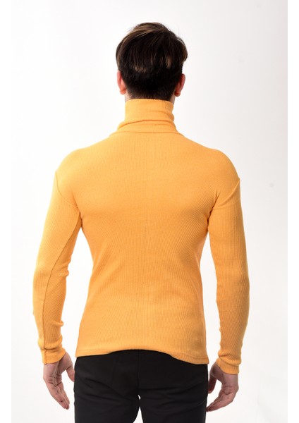Erkek Balıkçı Yaka Boğazlı Slim Fit Kazak Sarı indirimleri