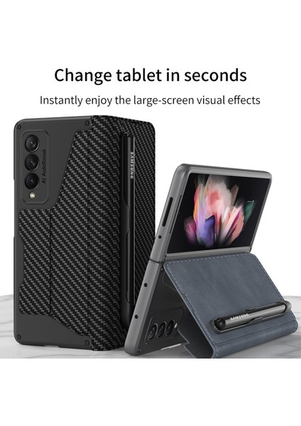 Samsung Galaxy Z Fold 3 Için Pu Deri + Sert Pc Telefon Kılıfı (Yurt Dışından)