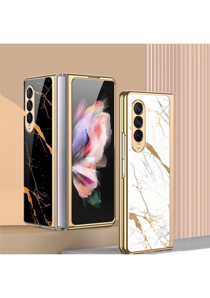 Samsung Galaxy Z Fold 3 Için Desen Baskı Temperli Cam + Sert Pc Telefon Kılıfı (Yurt Dışından)