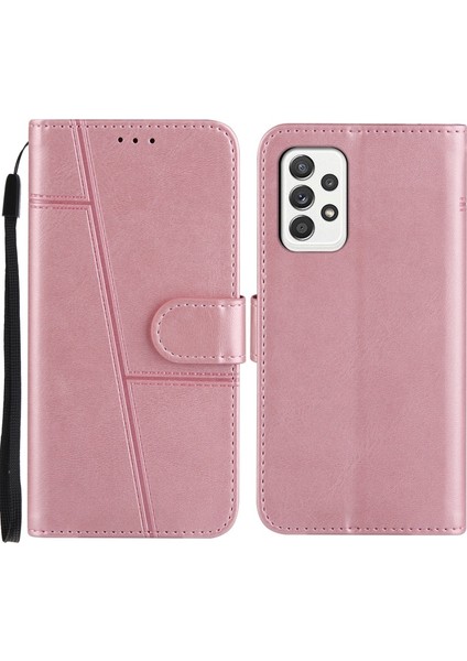 Samsung Galaxy A52 / 5g Ile Uyumlu Deri Telefon Kapaklı Kılıf - Pembe (Yurt Dışından)