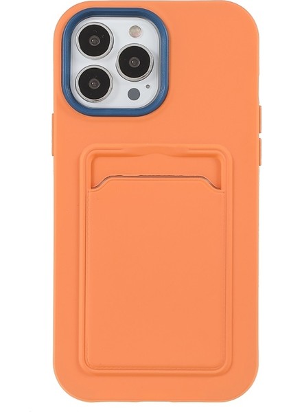 iPhone 13 Pro Için Kauçuk Yüzeyli Kartlıklı Çizilmez Pc + Tpu Telefon Kılıfı - Turuncu (Yurt Dışından)