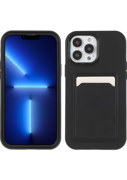 iPhone 13 Pro Için Kauçuk Yüzeyli Kartlıklı Çizilmez Pc + Tpu Telefon Kılıfı - Siyah (Yurt Dışından)