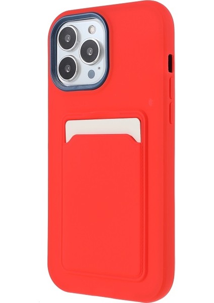 iPhone 13 Pro Için Kauçuk Yüzeyli Kartlıklı Çizilmez Pc + Tpu Telefon Kılıfı - Kırmızı (Yurt Dışından) modelleri