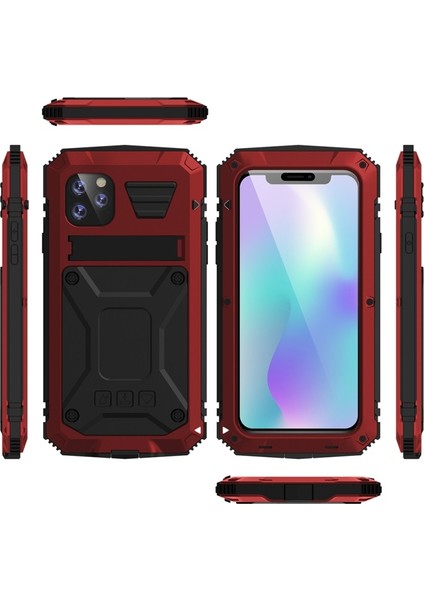 iPhone 11 Pro Max Için Darbeye Dayanıklı Toz Su Geçirmez 360° Koruyucu Kılıf - Kırmızı (Yurt Dışından)