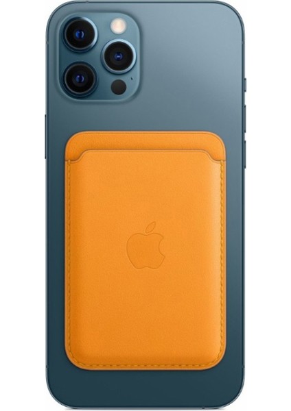 iPhone 12 Mini Için Magsafe Manyetik Rfıd Kartlıklı Deri Telefon Kılıfı - Sarı (Yurt Dışından)