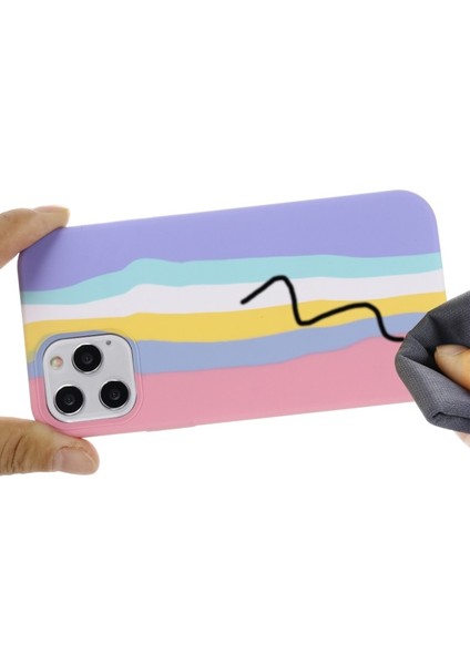 iPhone 13 Pro Için Gökkuşağı Desenli Sıvı Silikon Düşmeye Dayanıklı Telefon Kılıfı - Pembe (Yurt Dışından) modelleri