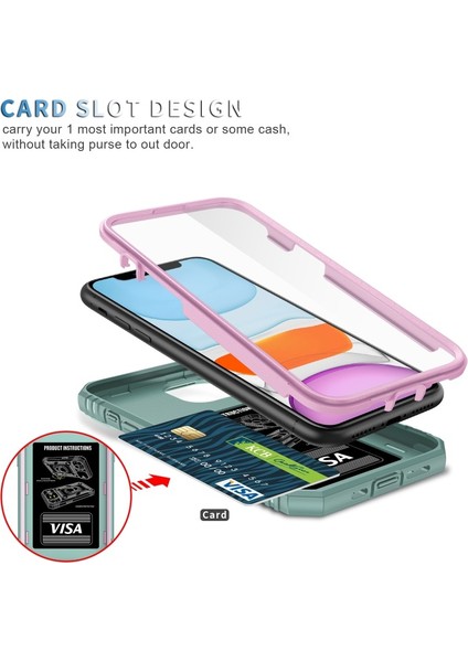 iPhone 12 Mini Için Halka Standlı Sert Pc + Yumuşak Tpu Darbeye Dayanıklı Koruyucu Kılıf - Pembe/yeşil (Yurt Dışından)