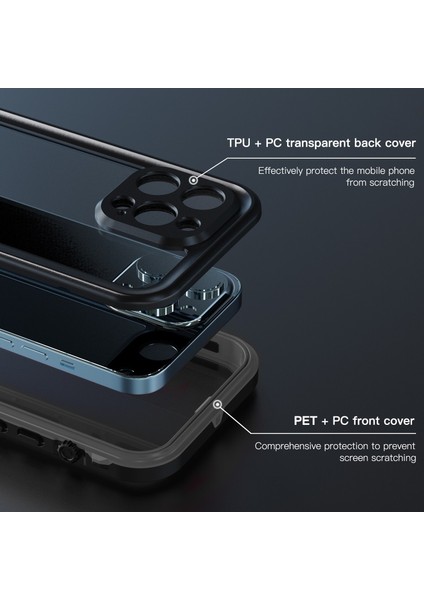 iPhone 13 Pro Için Dot + Serisi Düşmeye Dayanıklı IP68 IP6X Su Geçirmez Telefon Kılıfı - Koyu Gri (Yurt Dışından) indirimleri