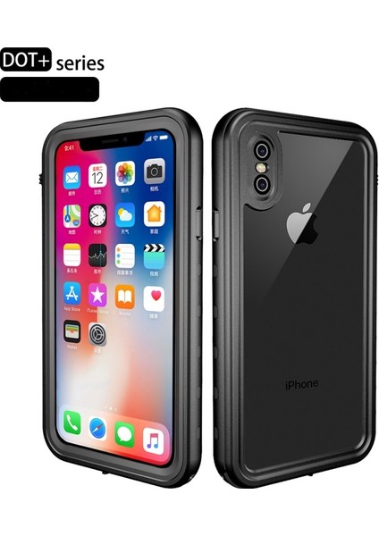 iPhone Xs Max Için Dot + Serisi Düşmeye Dayanıklı IP68 IP6X Su Geçirmez Telefon Kılıfı - Siyah (Yurt Dışından)