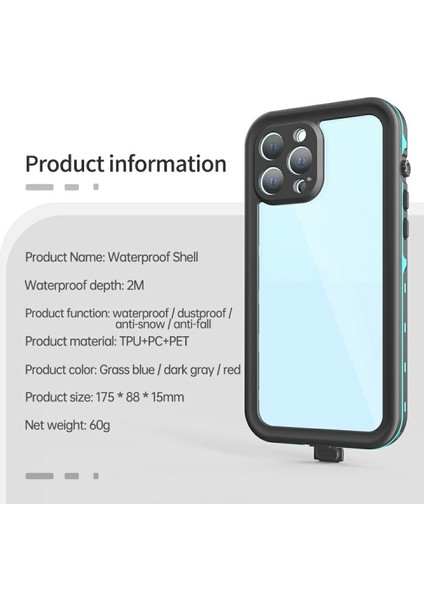 iPhone 13 Pro Max Için Dot + Serisi Düşmeye Dayanıklı IP68 IP6X Su Geçirmez Telefon Kılıfı - Mavi (Yurt Dışından) fiyatları