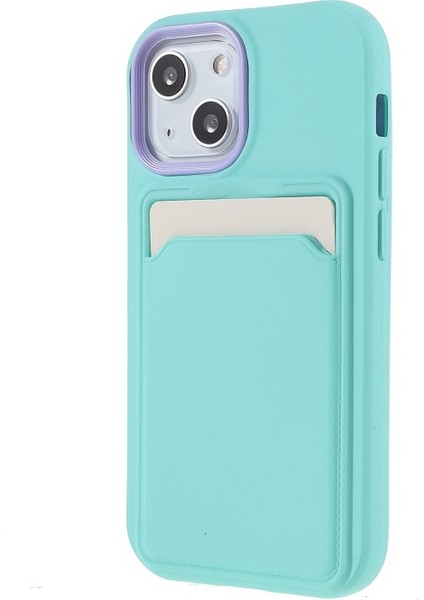 iPhone 13 Mini Için Kauçuk Yüzeyli Kartlıklı Çizilmez Pc + Tpu Telefon Kılıfı - Gök Mavisi (Yurt Dışından) modelleri