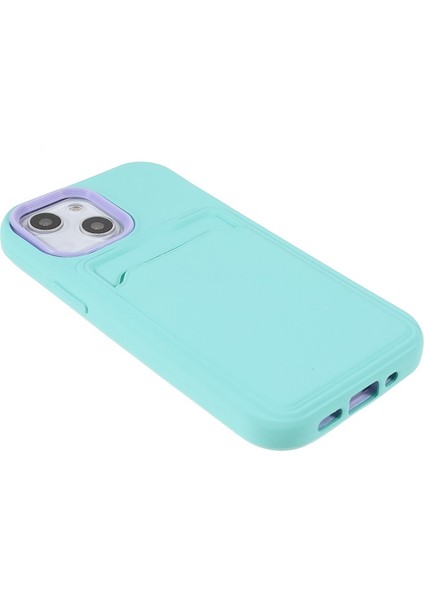 iPhone 13 Mini Için Kauçuk Yüzeyli Kartlıklı Çizilmez Pc + Tpu Telefon Kılıfı - Gök Mavisi (Yurt Dışından) indirimleri