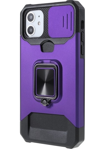 iPhone 11 Için Kamera Korumalı Pc + Tpu Kartlıklı Telefon Kılıfı - Mor (Yurt Dışından) fiyatları