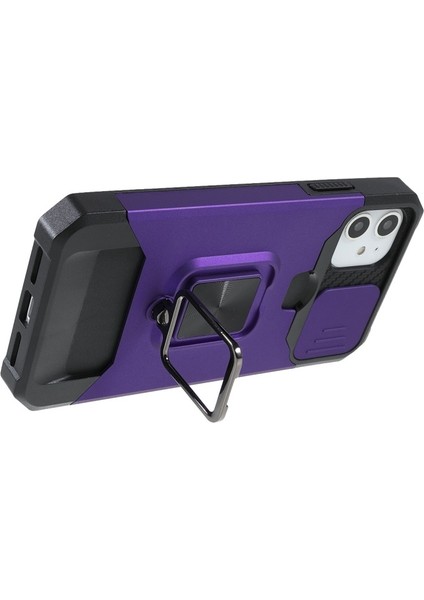 iPhone 11 Için Kamera Korumalı Pc + Tpu Kartlıklı Telefon Kılıfı - Mor (Yurt Dışından) indirimleri