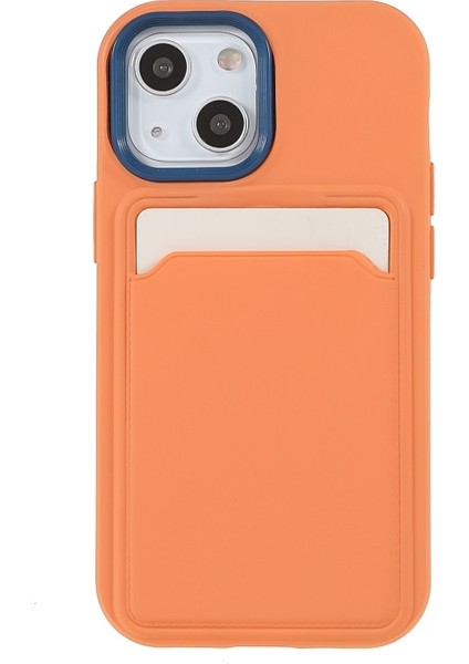 iPhone 13 Mini Için Kauçuk Yüzeyli Kartlıklı Çizilmez Pc + Tpu Telefon Kılıfı - Turuncu (Yurt Dışından)