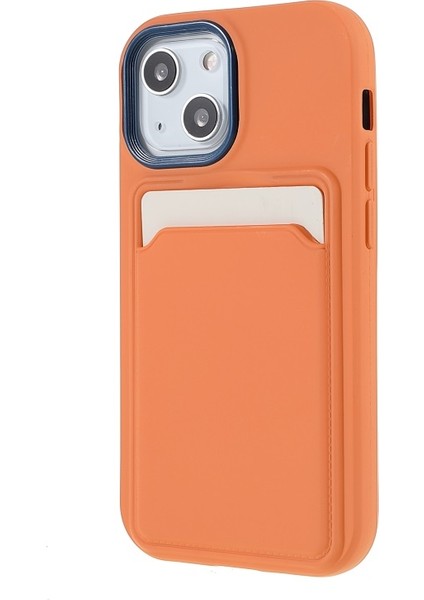 iPhone 13 Mini Için Kauçuk Yüzeyli Kartlıklı Çizilmez Pc + Tpu Telefon Kılıfı - Turuncu (Yurt Dışından)