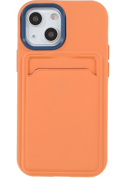 iPhone 13 Mini Için Kauçuk Yüzeyli Kartlıklı Çizilmez Pc + Tpu Telefon Kılıfı - Turuncu (Yurt Dışından)
