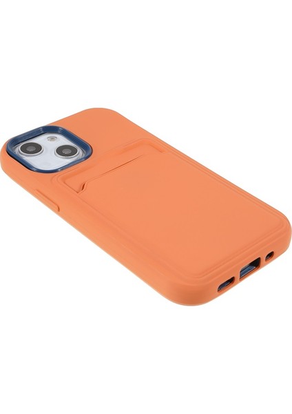 iPhone 13 Mini Için Kauçuk Yüzeyli Kartlıklı Çizilmez Pc + Tpu Telefon Kılıfı - Turuncu (Yurt Dışından)