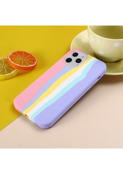 iPhone 12 Mini Için Gökkuşağı Desenli Sıvı Silikon Düşmeye Dayanıklı Telefon Kılıfı - Pembe (Yurt Dışından) indirimleri