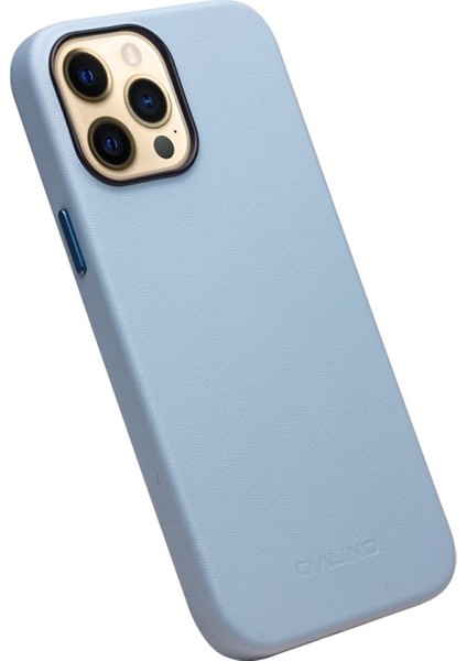 iPhone 13 Pro Için Kablosuz Manyetik Şarjlı Deri Kaplamalı Pc Telefon Kılıfı - Açık Mavi (Yurt Dışından) fırsatları