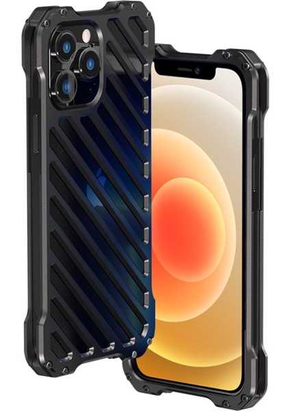 iPhone 12 Pro Mini Için Rj-50 Alüminyum Alaşım Metal Çizilmeye Dayanıklı Kamera Korumalı Kılıf - Siyah (Yurt Dışından)