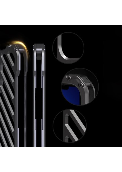 iPhone 12 Pro Mini Için Rj-50 Alüminyum Alaşım Metal Çizilmeye Dayanıklı Kamera Korumalı Kılıf - Siyah (Yurt Dışından)