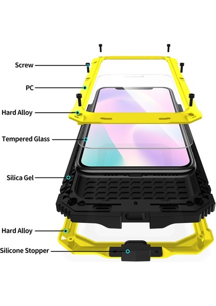 iPhone 11 Için Darbeye Dayanıklı Toz Su Geçirmez 360° Koruyucu Kılıf - Sarı  (Yurt Dışından)